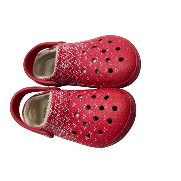 CROCS classic lined holiday Christmas Clogs women’s sz 7 sandals gently used - Picture 12 of 13